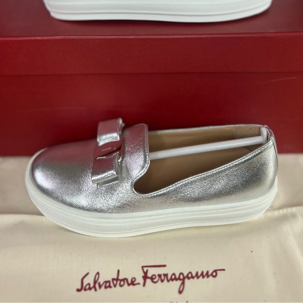 Salvatore Ferragamo Novello Leather Big Kids Sneakers